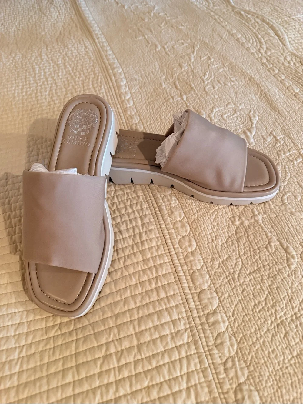 Vince Camuto Women's Beige Slide Sandals